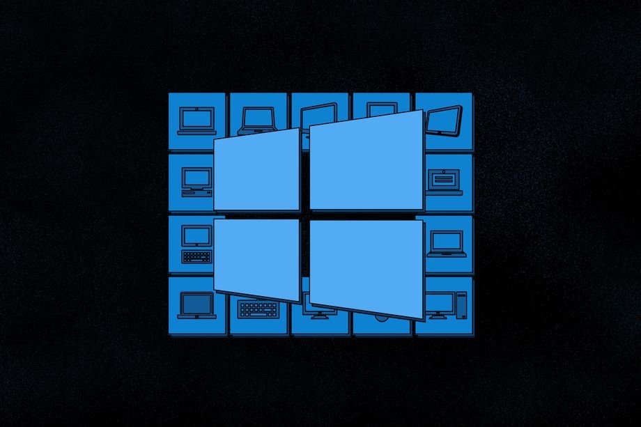 Windows Device Ecosystem Icon Stylized Windows symbol surrounded by computer, tablet, and monitor icons