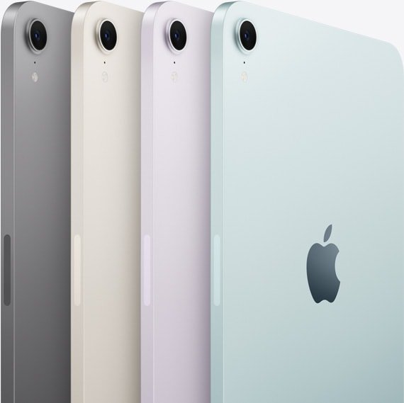 Apple's iPad mini in a Variety of Stunning Colors Multiple iPad mini devices in different colors, showcasing their sleek design and camera setup.