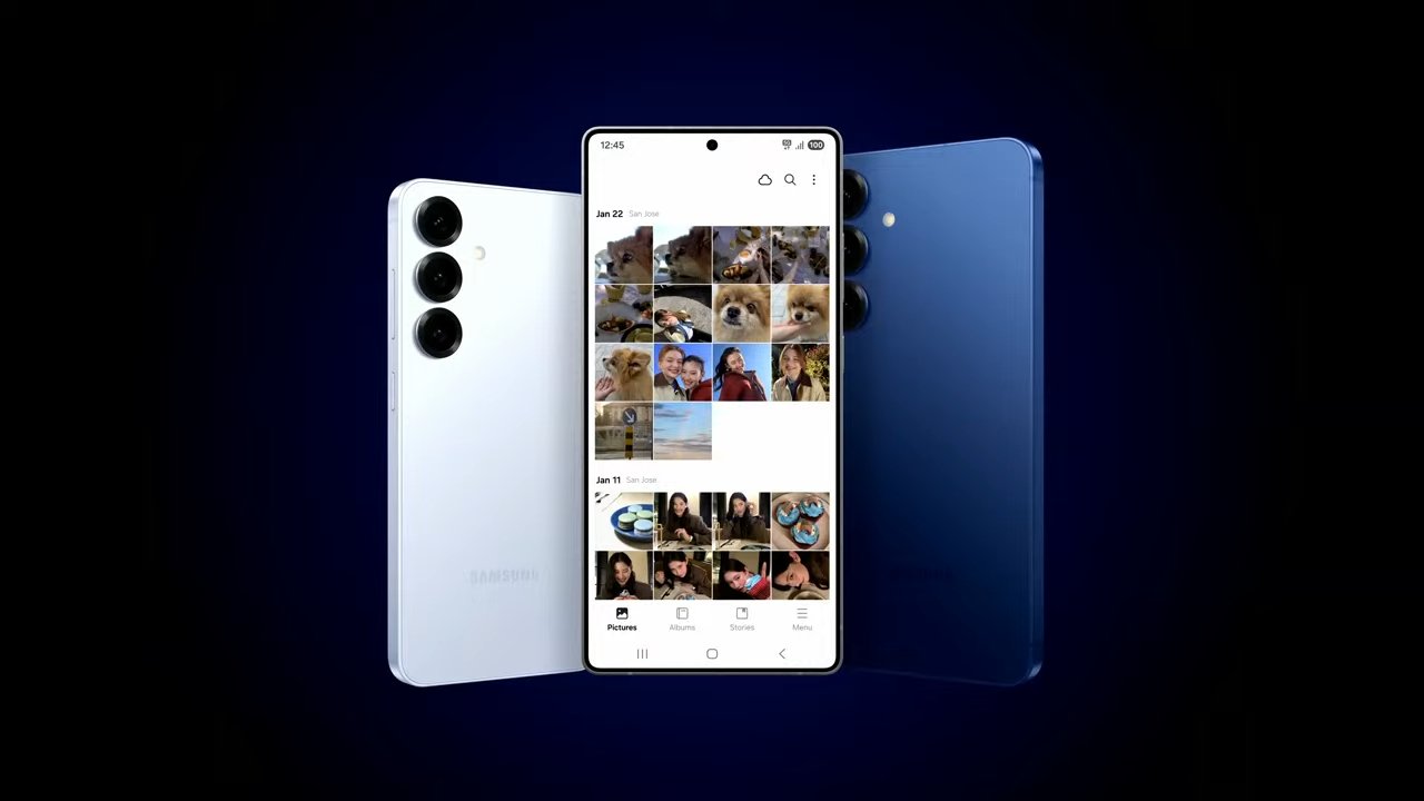 Experience the Galaxy S25 Plus: Stunning Display, Powerful Performance, and Exceptional Camera Samsung Galaxy S25 Plus smartphone showcasing the sleek design, vibrant display, and powerful camera system, with a photo gallery app visible on the screen.