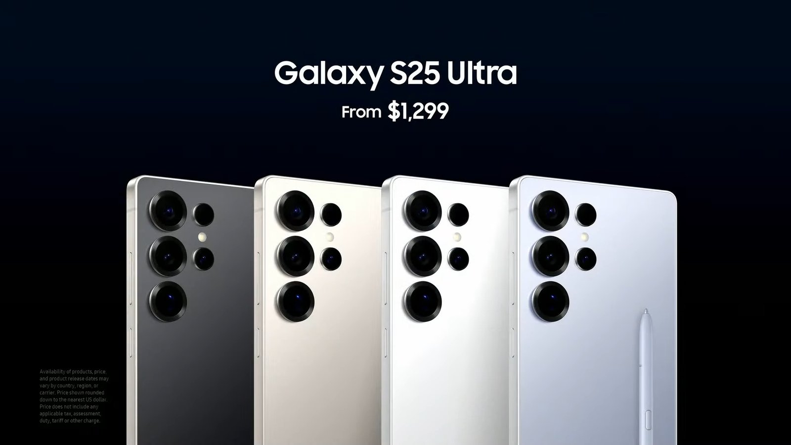 Unveiling the Samsung Galaxy S25 Ultra: Flagship Power and Innovation Samsung Galaxy S25 Ultra in various colors showcasing its sleek design, powerful camera system, and included S Pen stylus. Starting at $1,299.