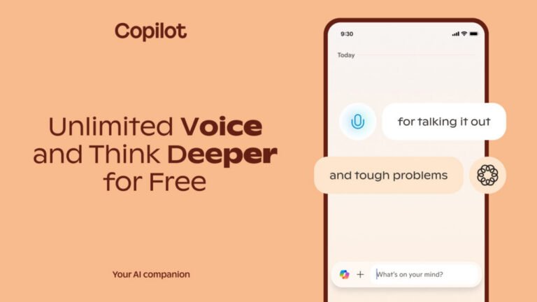 Microsoft Copilot Think Deeper and voice features are now available for unlimited free use