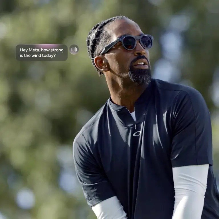 Oakley Meta HSTN AI Smart Glasses: Sports Performance Assistant Man using Oakley Meta HSTN AI smart glasses for real-time wind data