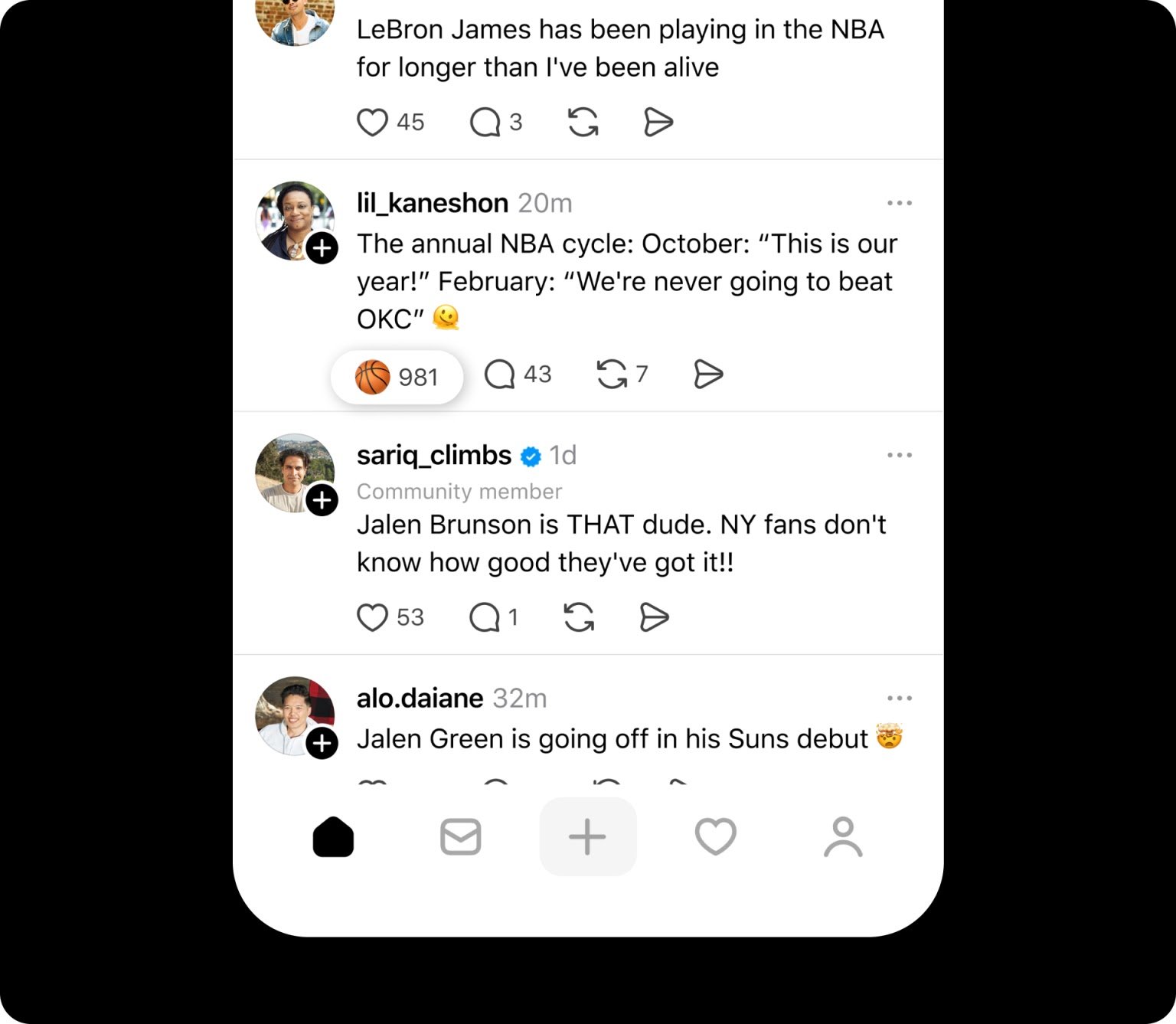 Threads 2025 Custom Emojis: Basketball Reactions in NBA Communities for LeBron, Brunson & Green Discussions Meta Threads NBA community 2025 custom emoji reactions: Basketball likes on LeBron James, Jalen Brunson, Jalen Green posts in trending Reddit-like groups.