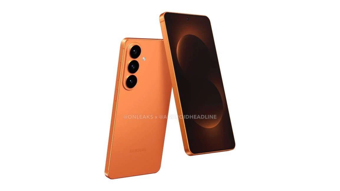 Leaked Galaxy S26 Plus 'New Look' Render in Orange Galaxy S26 Plus orange render leak, new back and front design.