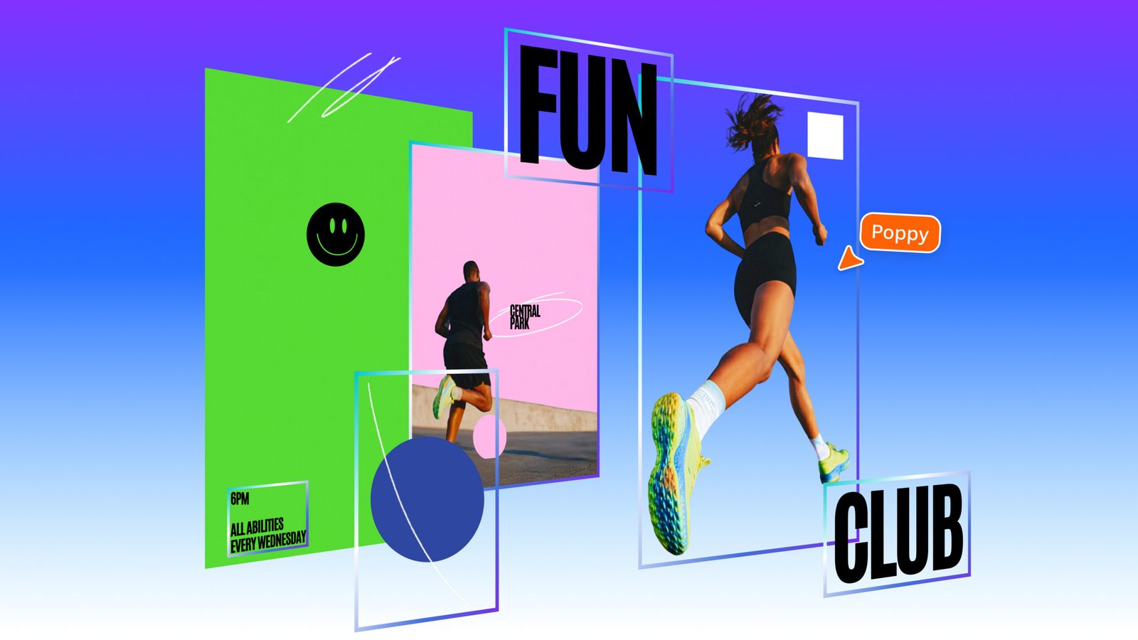 Canva Magic Layers Concept Graphic Promotional graphic illustrating Canva Magic Layers separating a design with runners and text into floating, editable design elements.