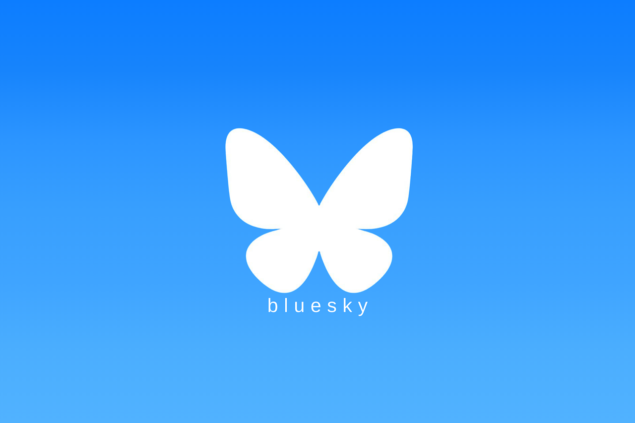 Bluesky app icon. Follow live NBA with Bluesky's new 'Live' feature. Bluesky logo: white butterfly on gradient blue background. Bluesky app icon.