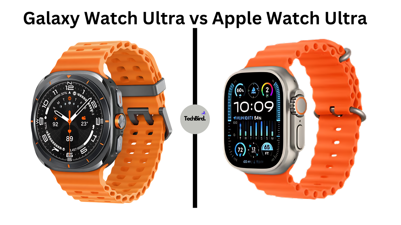 Galaxy Watch Ultra vs Apple Watch Ultra: A side-by-side design comparison Galaxy Watch Ultra vs Apple Watch Ultra: A side-by-side comparison showcasing the design similarities