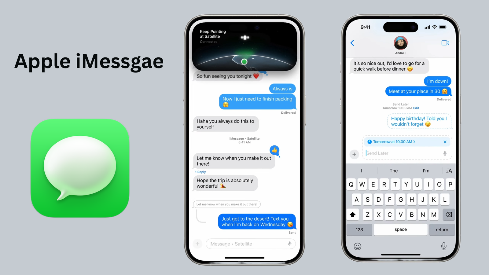 Apple iMessage Gets Major Upgrade in iOS 18: Texting From Space and More iPhone iMessage conversation showing new features like sending text messages via satellite and the ability to format message text.