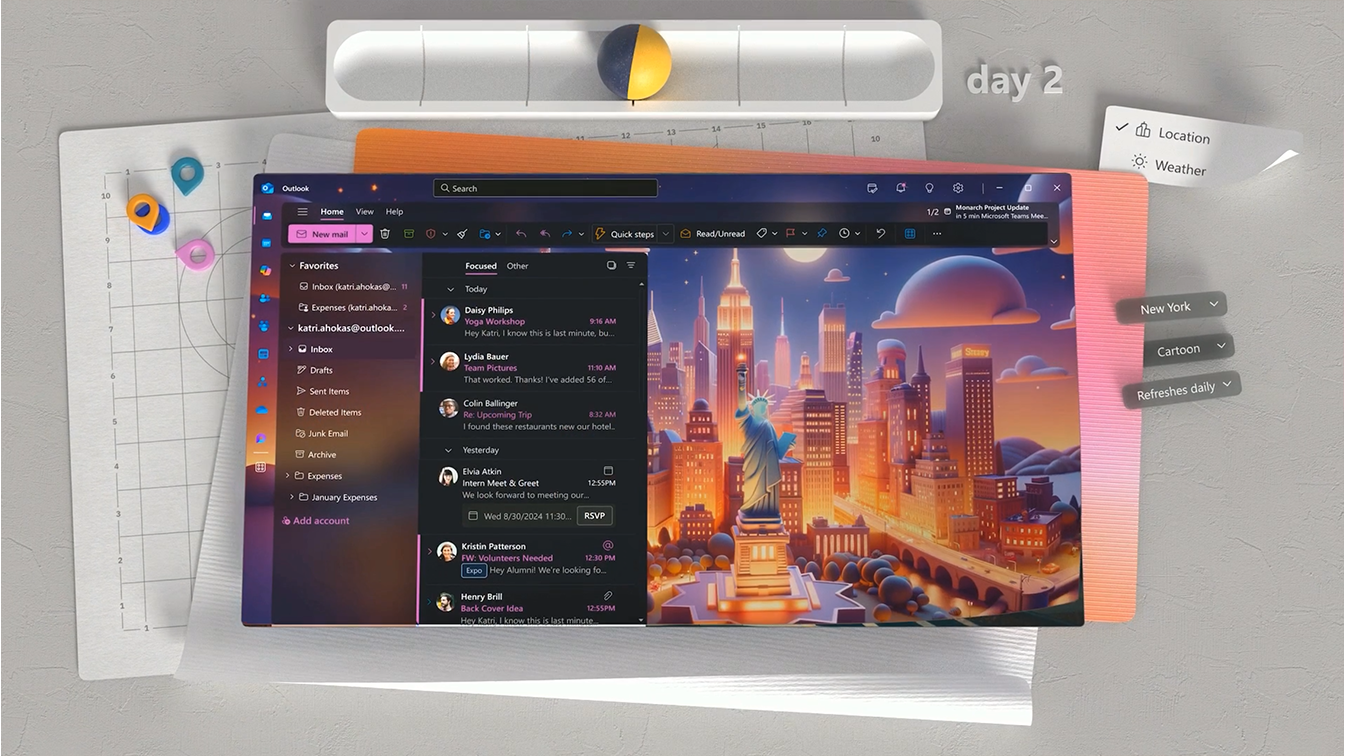 Experience the Future of Email: AI-Powered Dynamic Themes in Outlook Microsoft AI-Powered Outlook Theme: Personalized Background and Color Palette