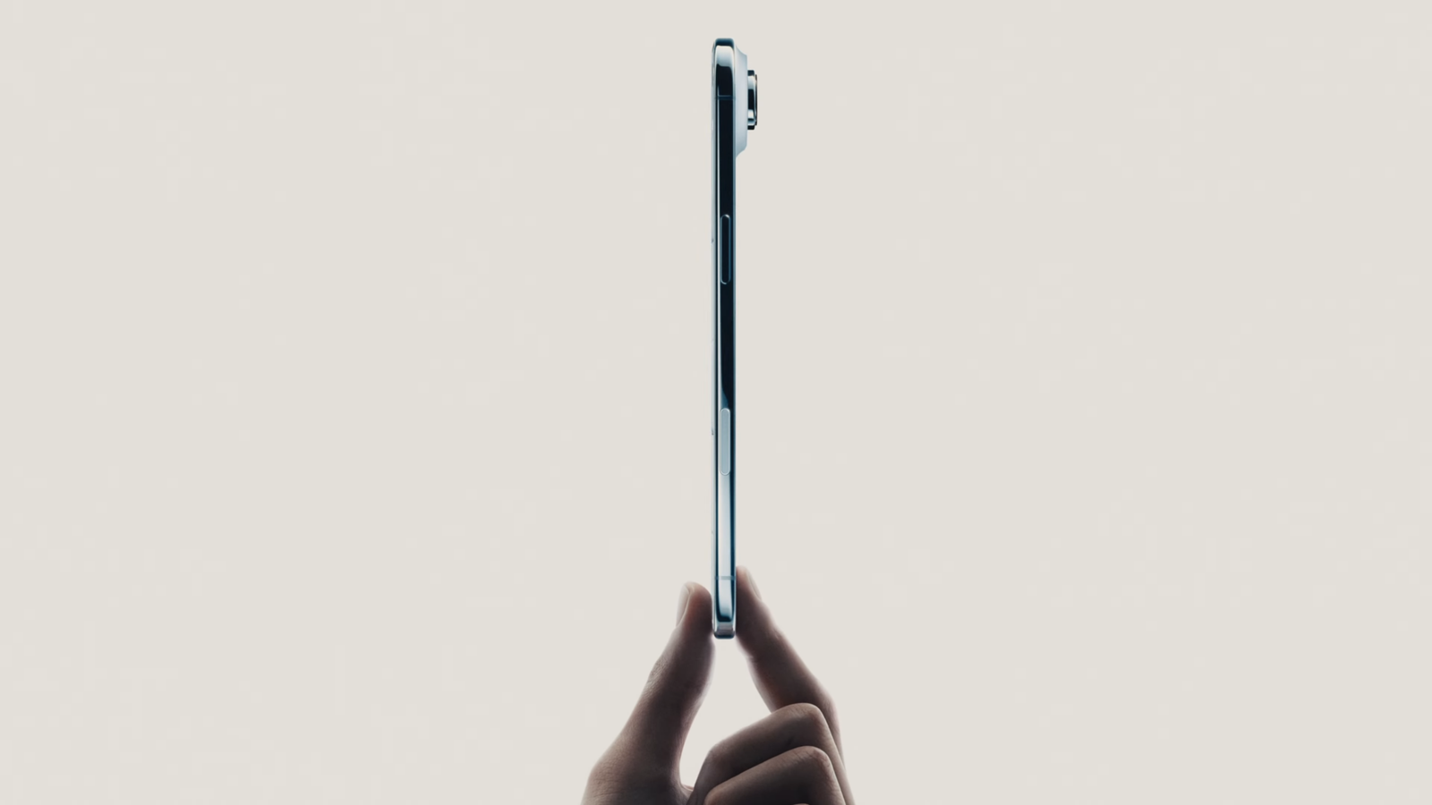 iPhone 17 Air's ultra-thin design from a side view, showcasing the new 5.6mm profile.