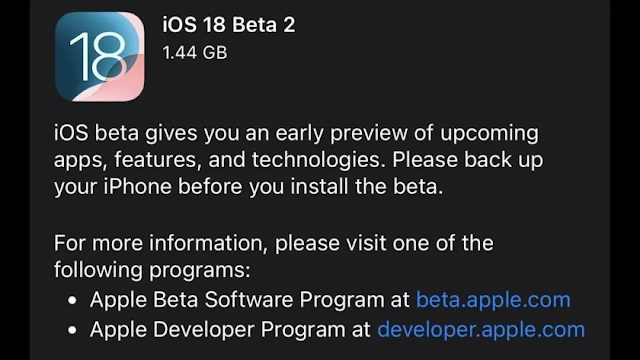 How to Install iOS 18 Beta 2 on iPhone Screenshot of iOS 18 Beta 2 software update screen on an iPhone, highlighting the "iOS 18 Developer Beta" download option.